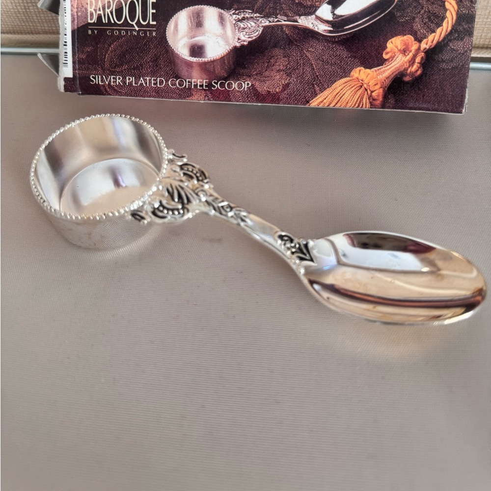 Baroque silver plated coffee scoop
